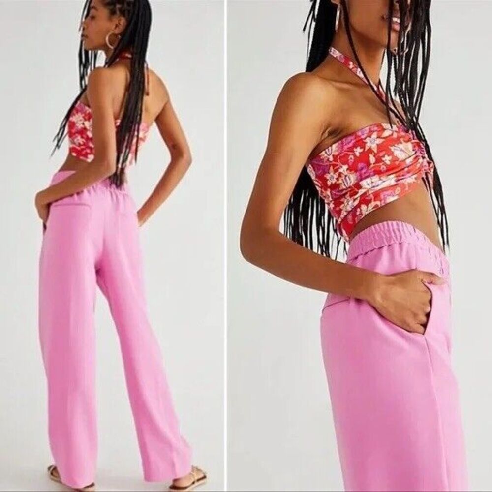 NWT Free People Women’s Pink Tribeca Track Trousers Size Large